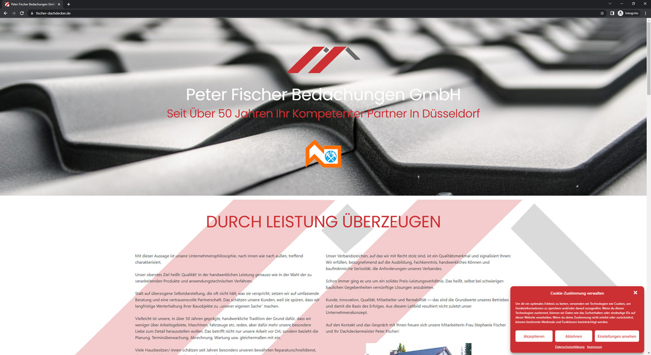 Neue Homepage der Peter Fischer Bedachungen GmbH