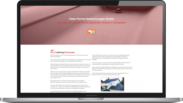 Peter Fischer Bedachungen - Neugestaltung der Webseite